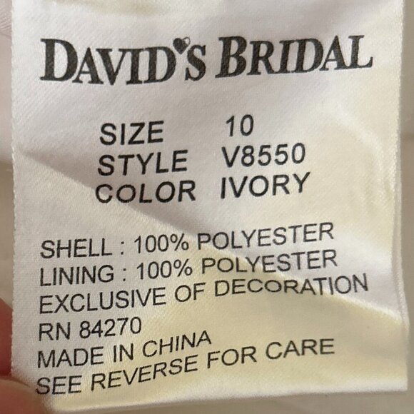David's Bridal Galina Ivory Chiffon Empire Waist Bridal Gown Minimalist Modern - Picture 14 of 15